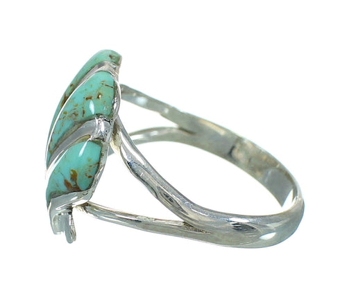 Turquoise Inlay Sterling Silver Seashell Ring Size 5-1/2 AX86411